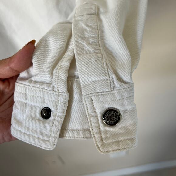 Harley-Davidson White Button Up Long Sleeve Shirt Jacket Women's Size M - Picture 7 of 15